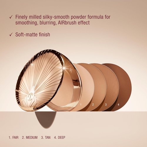 Charlotte Tilbury Airbrush Matte Bronzer - Smoothing Blurring Powder for Flawless Skin - Refillable with Silky Mica & Hyaluronic Acid