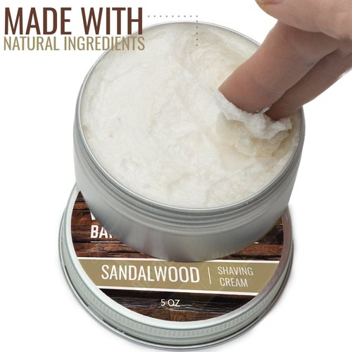 Rocky Mountain Barber Company Shaving Cream - Sandalwood Essential Oil for Thick Lather - 5oz Tin