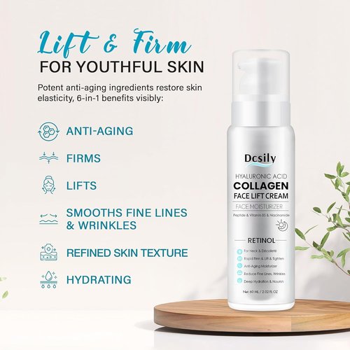 Regine Switzerland Neck Cream - Instant Face Lift & Anti-Aging Moisturizer | 6-in-1 Collagen, Retinol & Hyaluronic Acid Formula