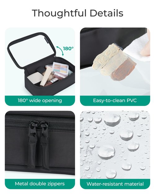 BAGSMART Clear Makeup Bag - TSA Approved Toiletry Bag with Handle Large Opening, Water-Resistant Durable PVC Clear Toiletry Bags for Traveling Travel Essentials (Pink)