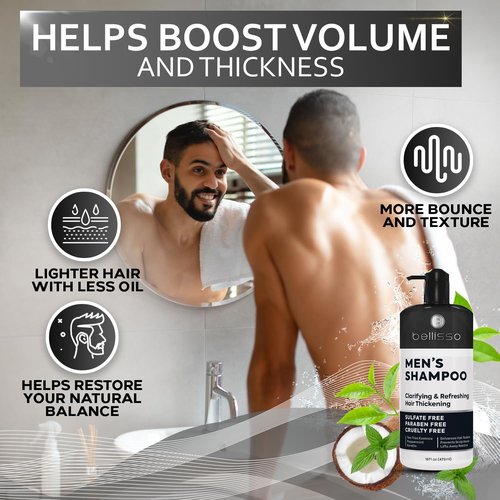 **Skiennix Shampoo for Men - Tea Tree Oil & Peppermint - Sulfate & Paraben Free, Volumizing Formula**