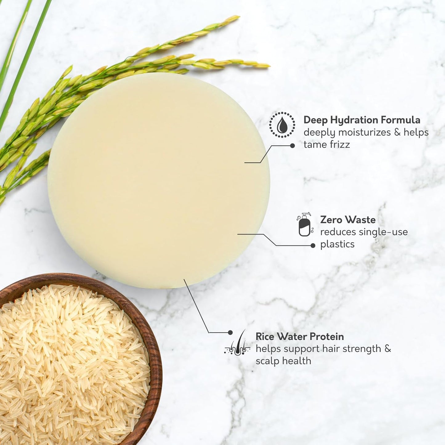 Skiennix Rice Water Shampoo Bar - Strengthening & Repairing Sulfate-Free Vegan Formula | 3.2 oz