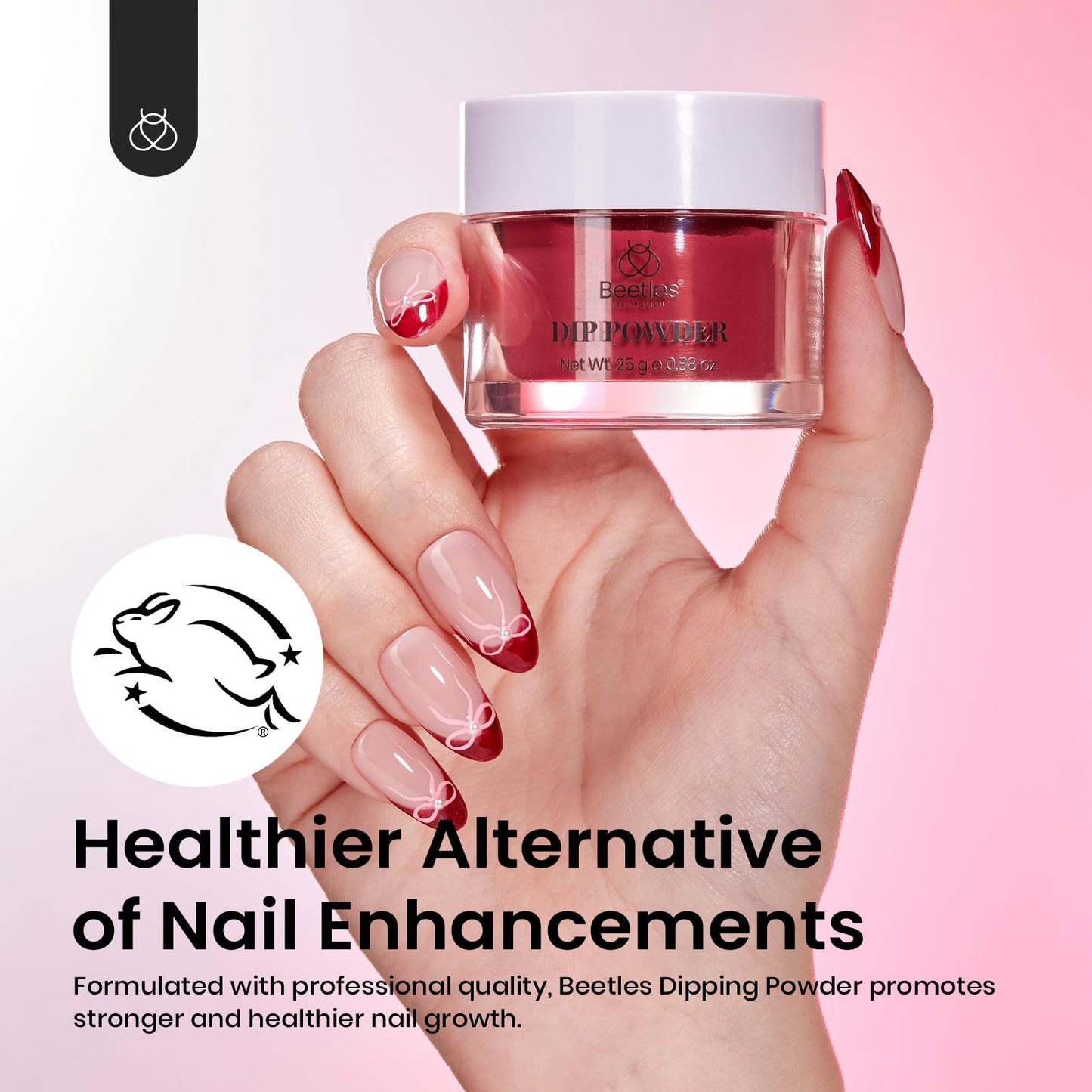 Beetles Dip Powder Burgundy Red Color, 25g Dark Reddish Red Dipping Powder for French Nail Art, Starter Manicure DIY Home Salon Long Lasting Design, No Lamp Needed