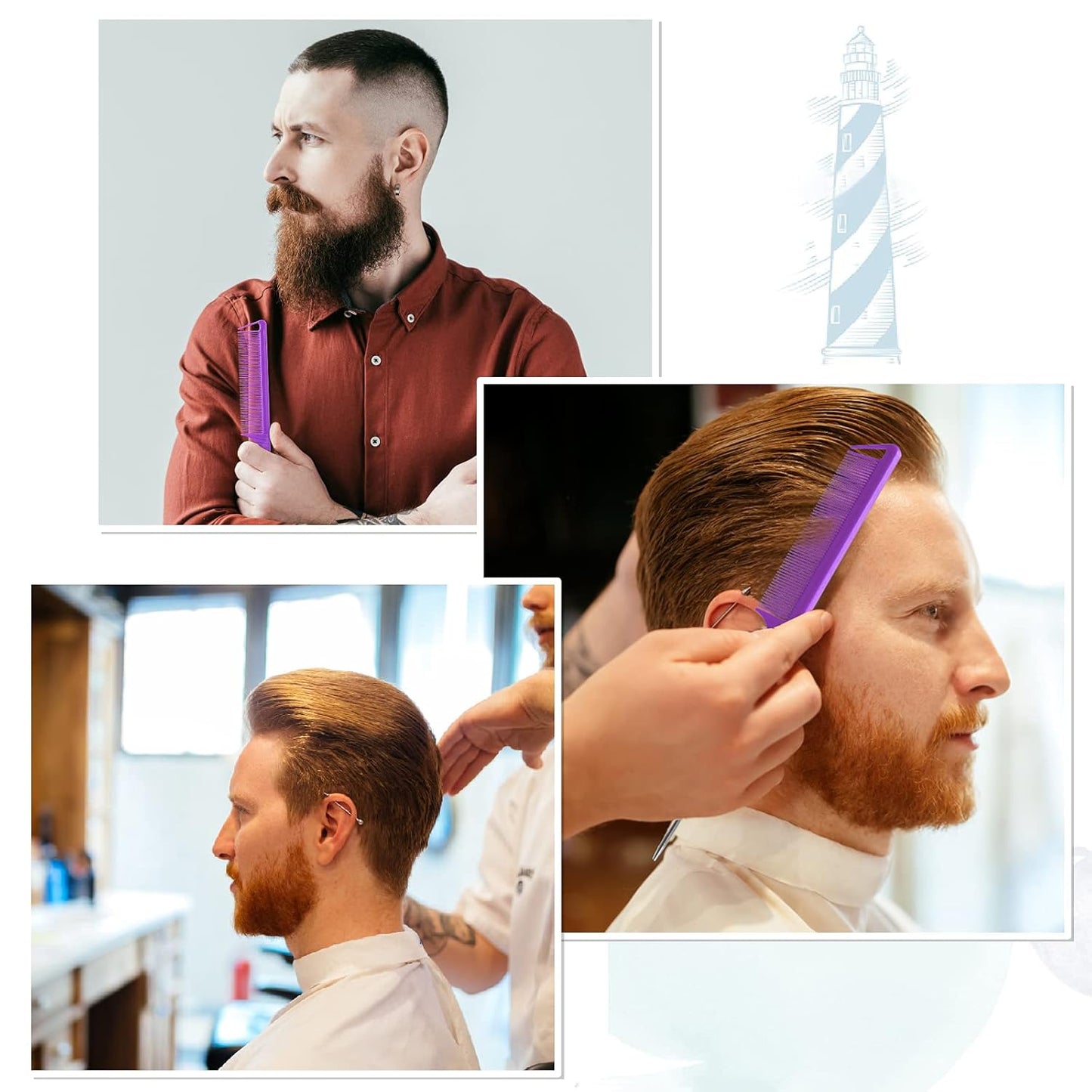 Rat Tail Combs Set: 3-Pack Teasing Styling Combs with Long Steel Pins for Women, Parting Combs for All Hair Types (Black)