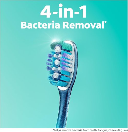Colgate 360 Deep Clean Soft Toothbrush - 4-in-1 Bacterial Removal with Floss Tip Bristles | 4 Count