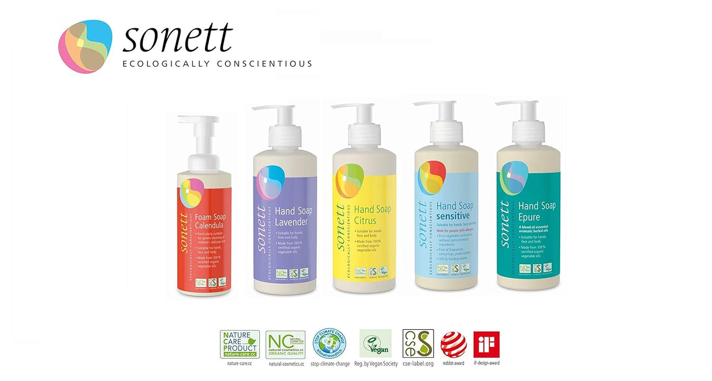Sonett Organic Foam Soap - Calendula Liquid Body Care for Children | Gentle for Hands, Face & Body (1 Count)