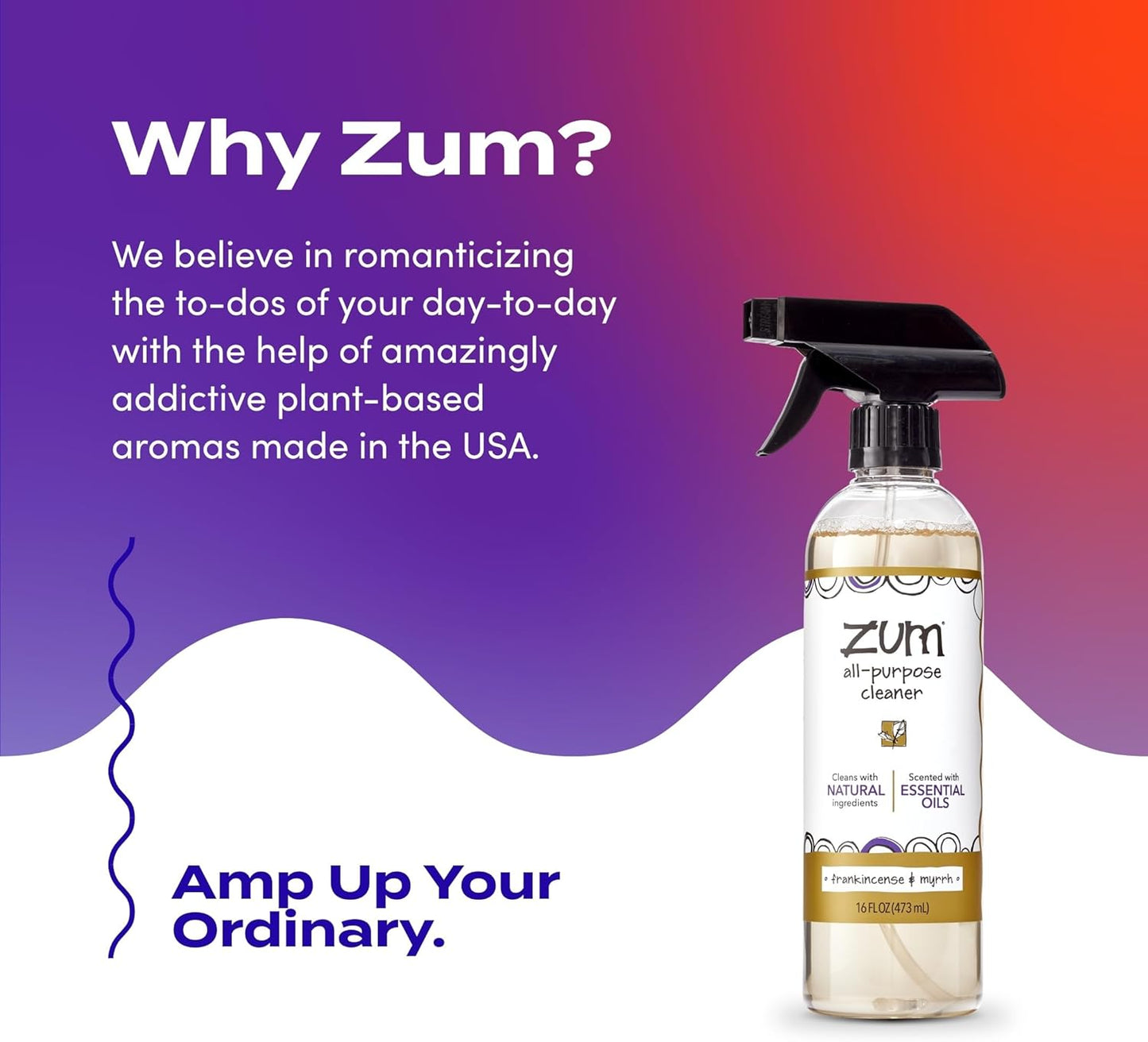 Zum by Indigo Wild Laundry Bundle - Frankincense & Myrrh Plant-Based Soap (64 fl oz, 2 Pack) | Natural Surface Cleaner (16 fl oz)