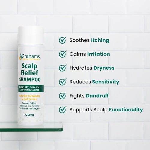 Grahams Natural Scalp Relief Shampoo - Dandruff & Itchy Scalp Treatment with Colloidal Oatmeal | 8.45 fl oz