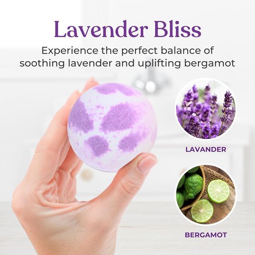 Lavender Bath Bombs by [Brand Name] - Mega Foaming, Moisturizing Relaxation | 3 x 100g Gift Set with Shea Butter & Essential Oils