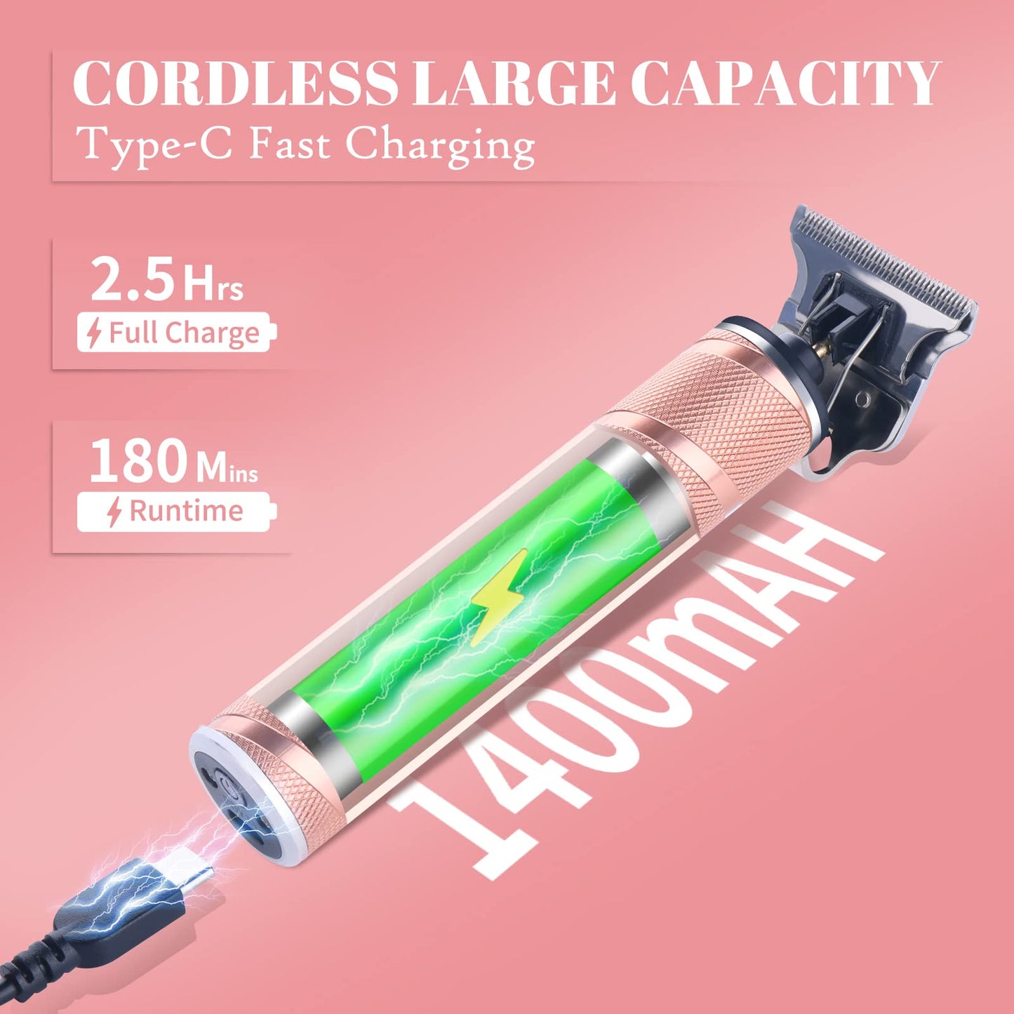 Ufree Hair Trimmer for Women, Bikini Trimmer Electric Razors Shaver for Women Grooming, Waterproof Hair Clippers Hair Cutting Kit, Gifts for Women (Rose Gold)