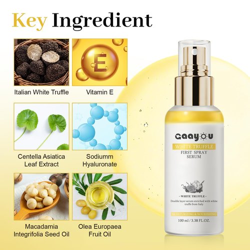 White Truffle First Spray Serum Deep Hydrating Face Mist Light-Weight Facial Mist Korean Skin Care Face Spray Serum for All Skin Types,Smooths & Firming Wrinkles - 3.38 Fl Oz.
