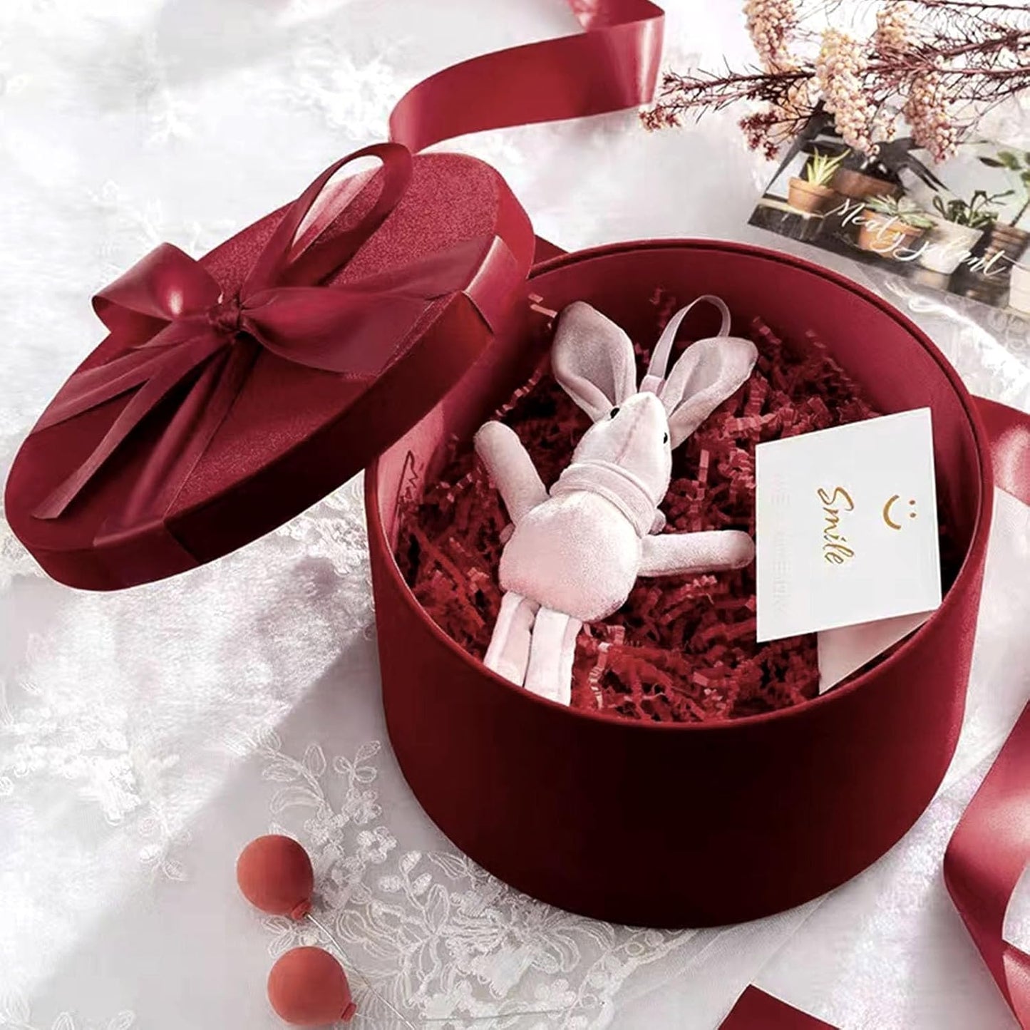 ZEBMOON Crinkle Cut Paper Shred Filler - 1 LB Dark Red for Gift Wrapping & Party Decorations