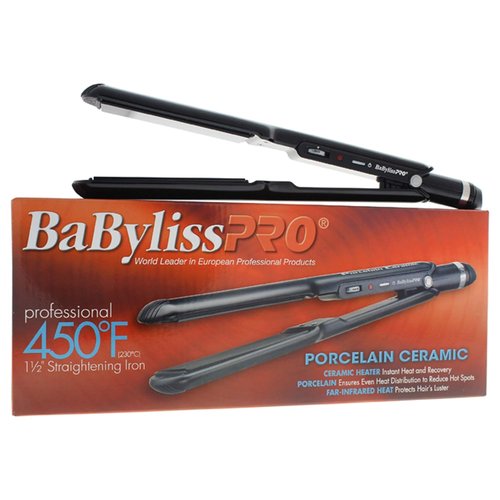 BaBylissPRO 1.5-Inch Porcelain Ceramic Straightening Iron - Professional Hair Styling Tool