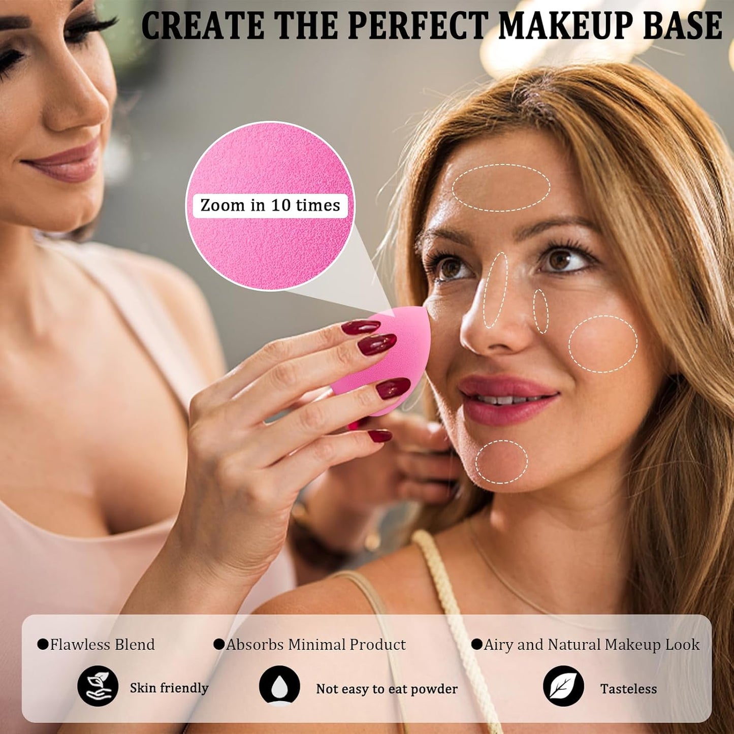 Skiennix 12-Piece Makeup Sponge Set - Latex-Free, Flawless Soft Blenders for Powder & Liquid Makeup