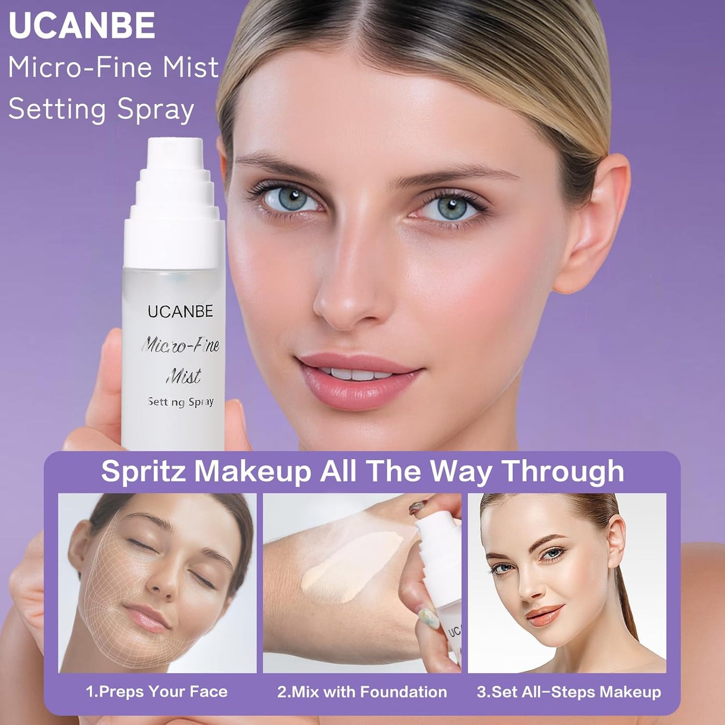 UCANBE Dewy Setting Spray - Long-Lasting Hydrating Makeup Finishing Spray | Lightweight & Waterproof, 16-Hour Wear