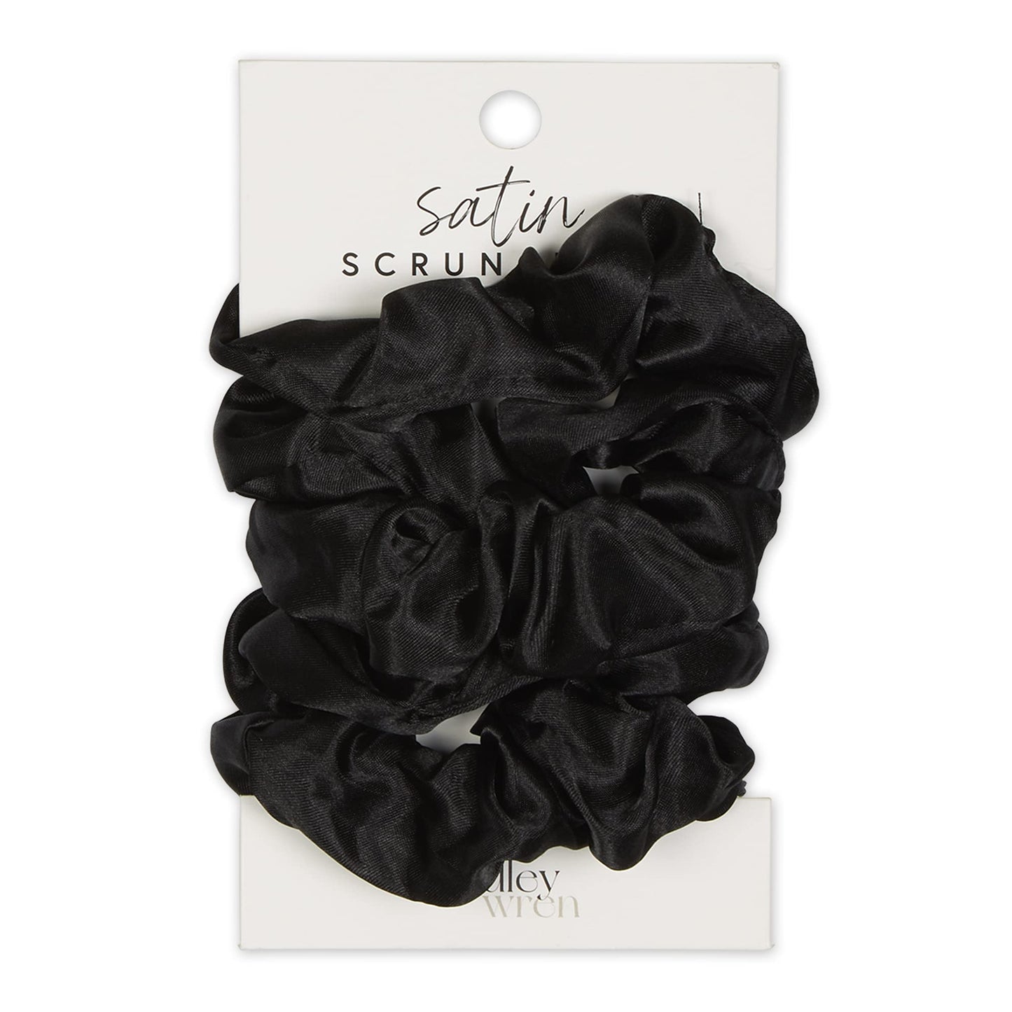 Hadley Wren Women's Scrunchie Collection, 5 Piece Set, Satin Black, One Size