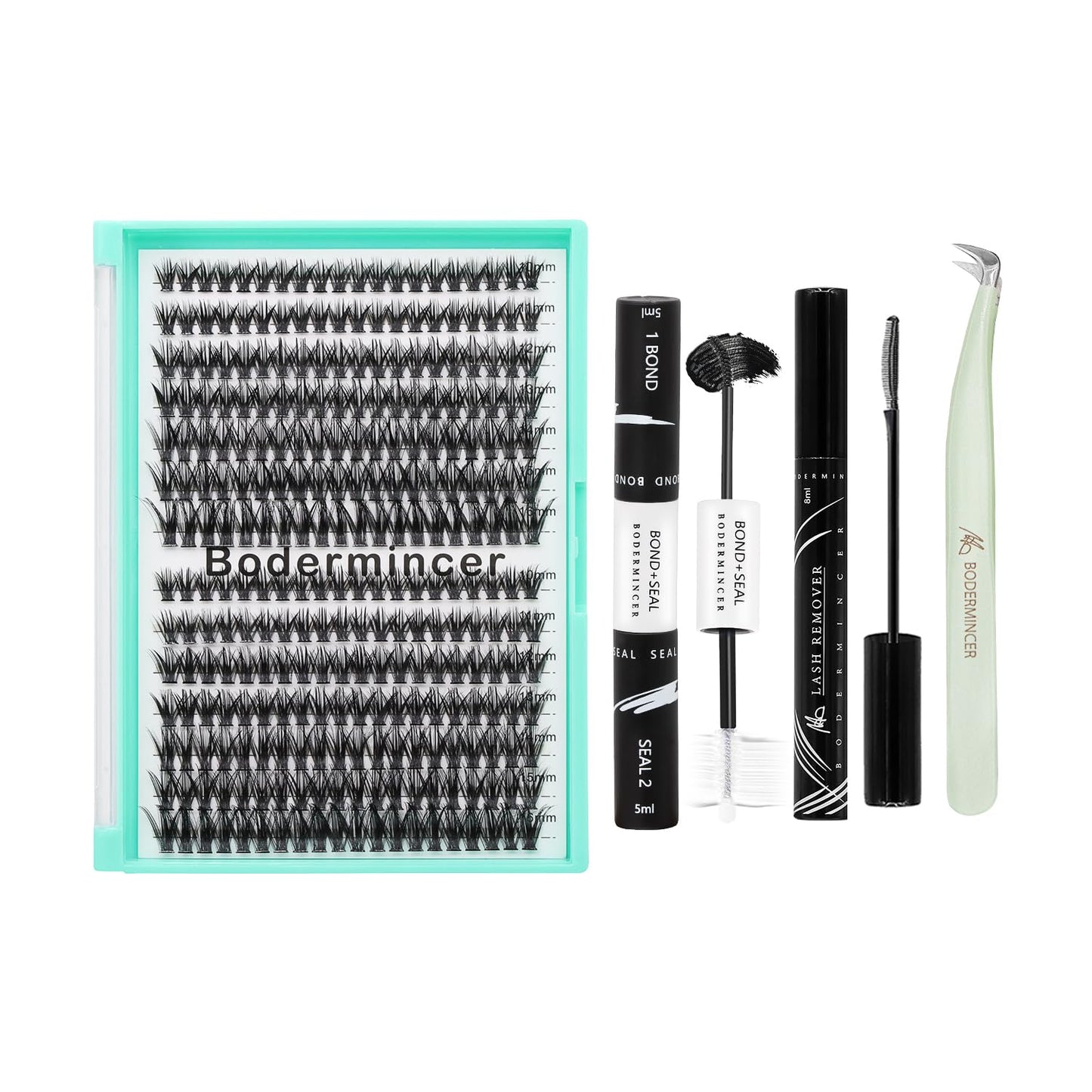 Bodermincer 10D+20D/20D+40D/40D+50D Mixed Lash Kits Cluster Eyelashes Lash Kit With Bond and Seal,Lash Remover,Lash Tweezers D Curl Individual Cluster (Lash Kit 50D+50D 10-11-12-13-14-15-16mm Mixed)