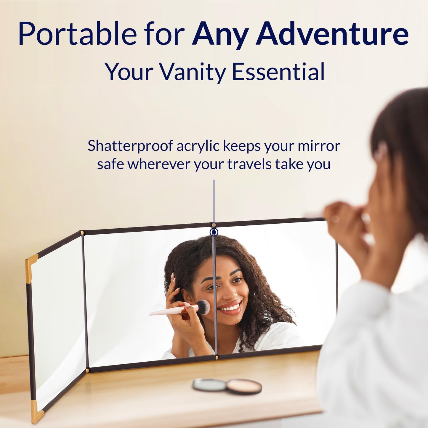 REFLECTIGO Foldable Full Length Travel Makeup Mirror - Shatterproof & Portable Mirror in 3 Way - Pyramid, Vanity, Full Length - Folding Full Length Hanging Mirror Espejo for Outfit, Hair & Makeup