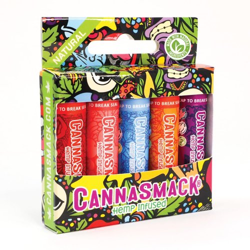 CannaSmack Natural Hemp Lip Balm - Soothe & Protect Your Lips | 5 Flavors: Mango, Tropical, Peach, Berry, Cherry - Cruelty-Free Formula