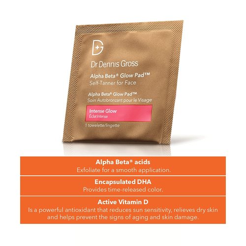 Dr. Dennis Gross Alpha Beta Glow Pad - Intense Self Tanner for Radiant Face | 20 Towelettes
