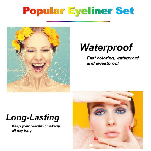 LemonSac 15PCS Colorful Eyeliner Pen Set - Professional Eye Makeup with Pearl & Matte Metallic Shades