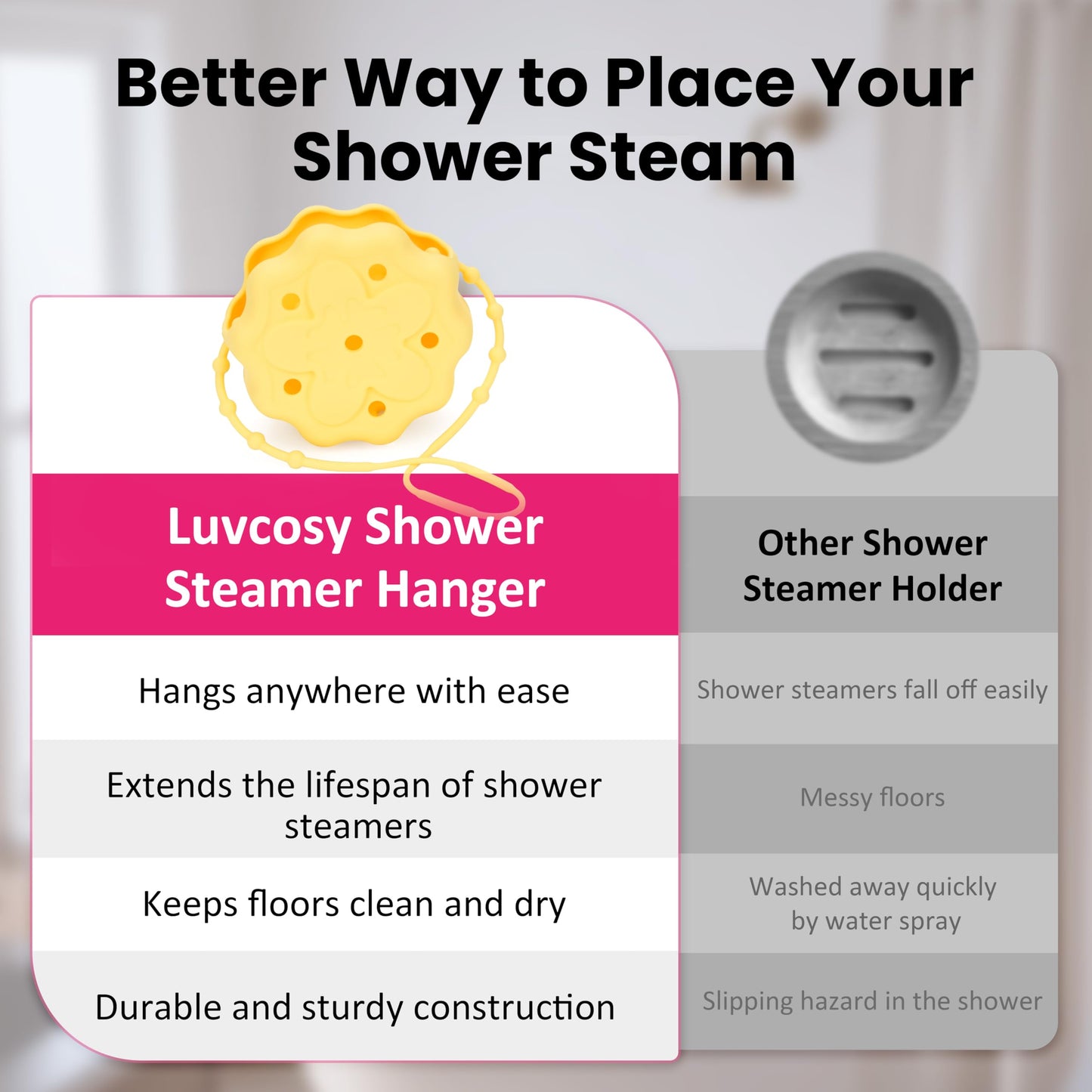 Silicone Shower Steamer Holder/Tray, Hangable&Durable Shower Steamer Hanger, Long Lasting Bath Bombs Holder, Aromatherapy Diffuser Containers, Bathroom Accessory for Decor, Blue