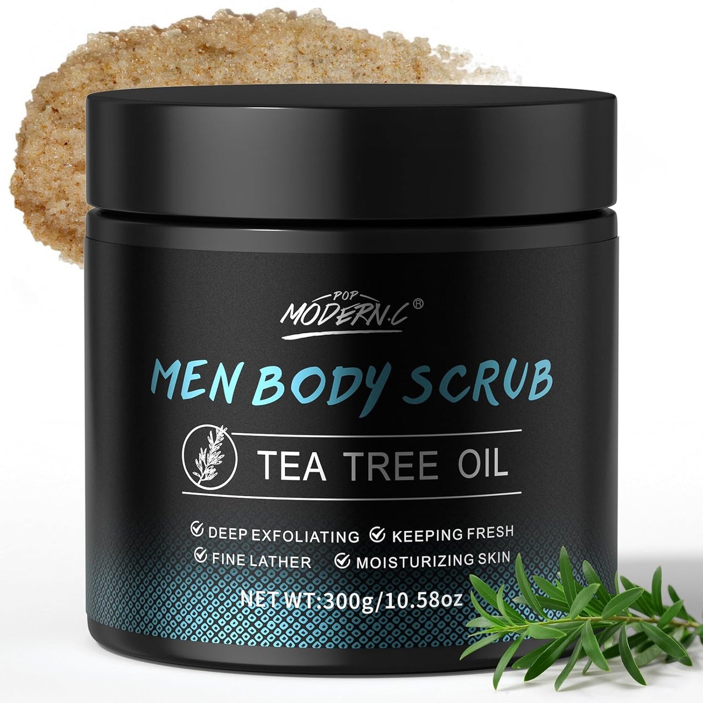 Skiennix Men's Body Scrub - Exfoliating Tea Tree Oil Formula for Smooth Skin | 10% AHA, 2% BHA