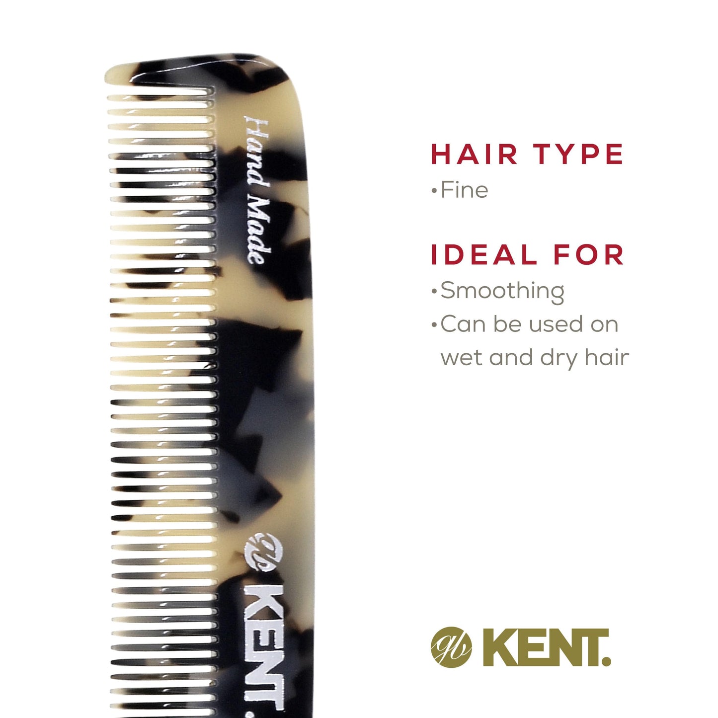 Kent F3TW Fine Tooth Comb for Hair Care, Parting Comb Combs for Men and Combs for Women, Dandruff Hair Comb, Kent Mens Combs for Hair Fine Teeth Comb Hair Comb