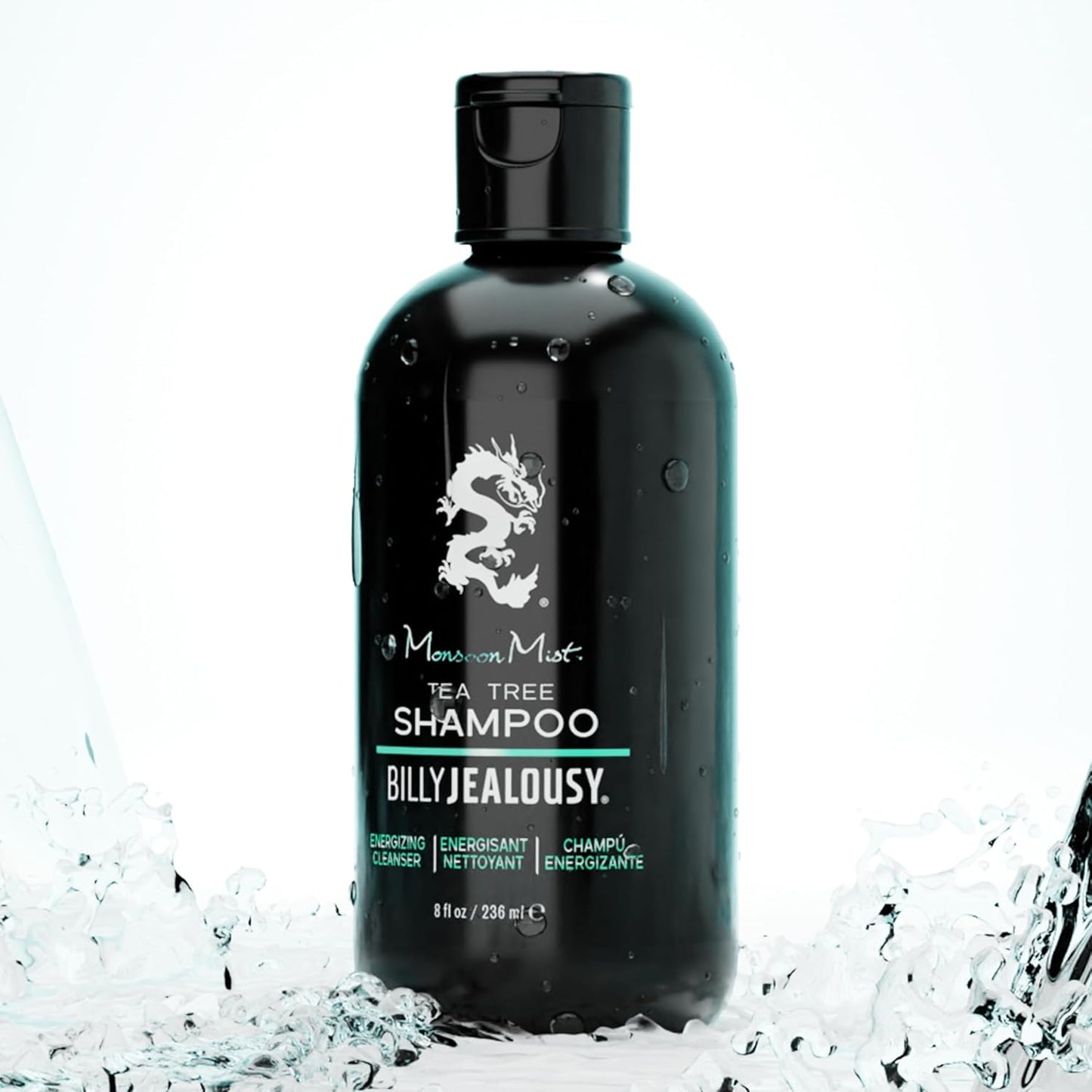 Billy Jealousy Monsoon Mist Shampoo - Energizing Tea Tree Formula with Peppermint & Rosemary, 8 Oz.