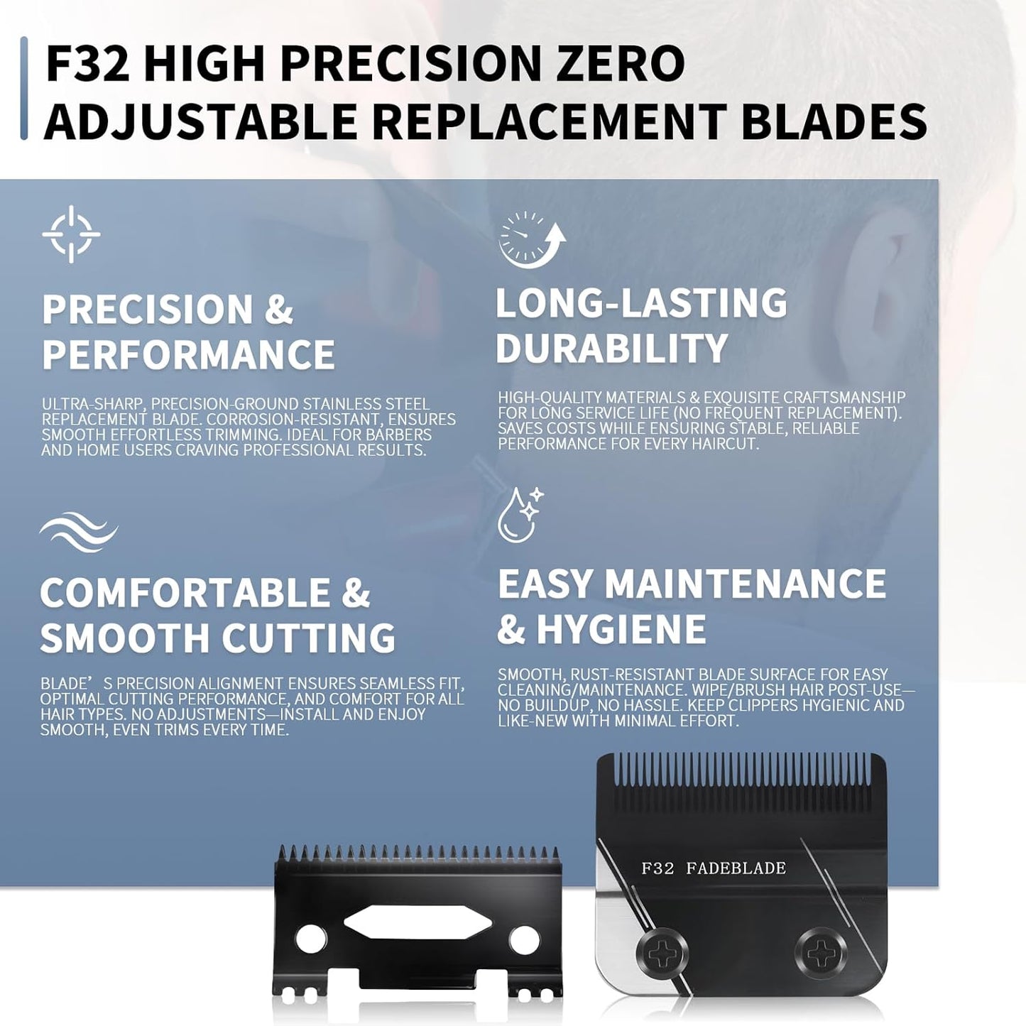 Wahl F32 Professional Fadeout Blade - High Precision Zero Adjustable Replacement Blade (1 Pack)