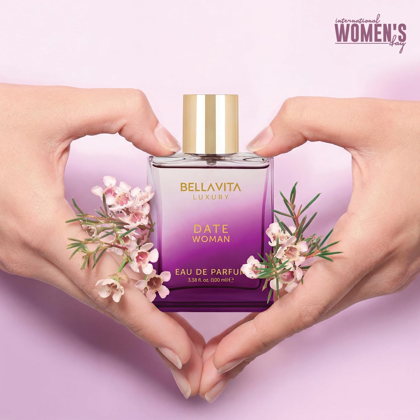 Bellavita Luxury DATE Eau de Parfum - 100 ml | Floral Women's Perfume with Pink Pepper & Jasmine Notes