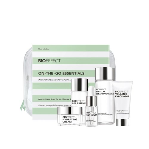 BIOEFFECT EGF Skincare Set - Age-Defying Travel Kit with Serum, Cream, Toner, Cleanser & Exfoliator