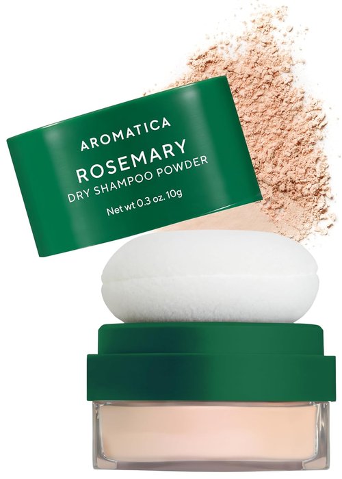 AROMATICA Rosemary Dry Shampoo Powder - Travel Size (10g) | Root Lifting & Volumizing, Talc-Free Hair Care