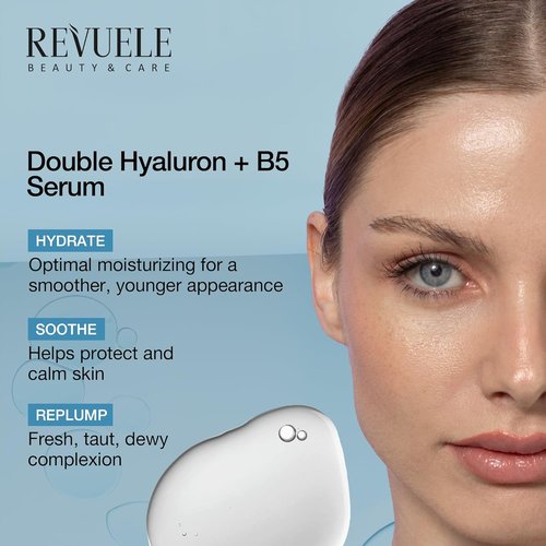 Revuele Double Hyaluron + B5 Serum - Hydrating Face Serum with Hyaluronic Acid & Panthenol | 1 fl. oz