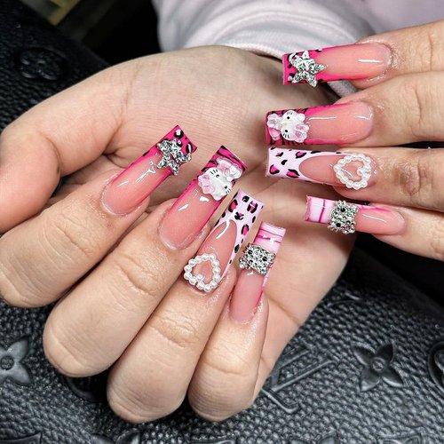 112 PCS Nail Charms Bulk Set for Kawaii Kitty Charms Bling Cute Cross Star Charms Nail Charms and Gems 3D Silver Y2K Nail Gems with Rhinestones Nail Art Accessories