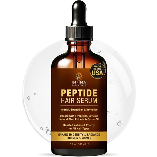 INFINA ESSENTIALS Peptide Hair Serum - Copper Peptides & Caffeine for Hair Growth - 2 fl oz
