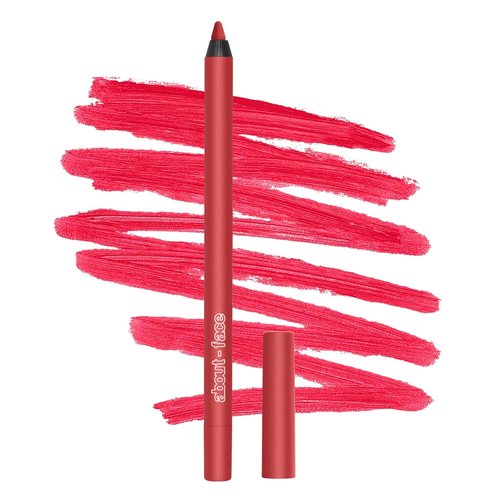 About-Face Matte Fix Lip Pencil - Long-Wear Creamy Matte Lip Liner with Hyaluronic Acid & Vitamins - 0.042 oz (Bright Cherry Red)
