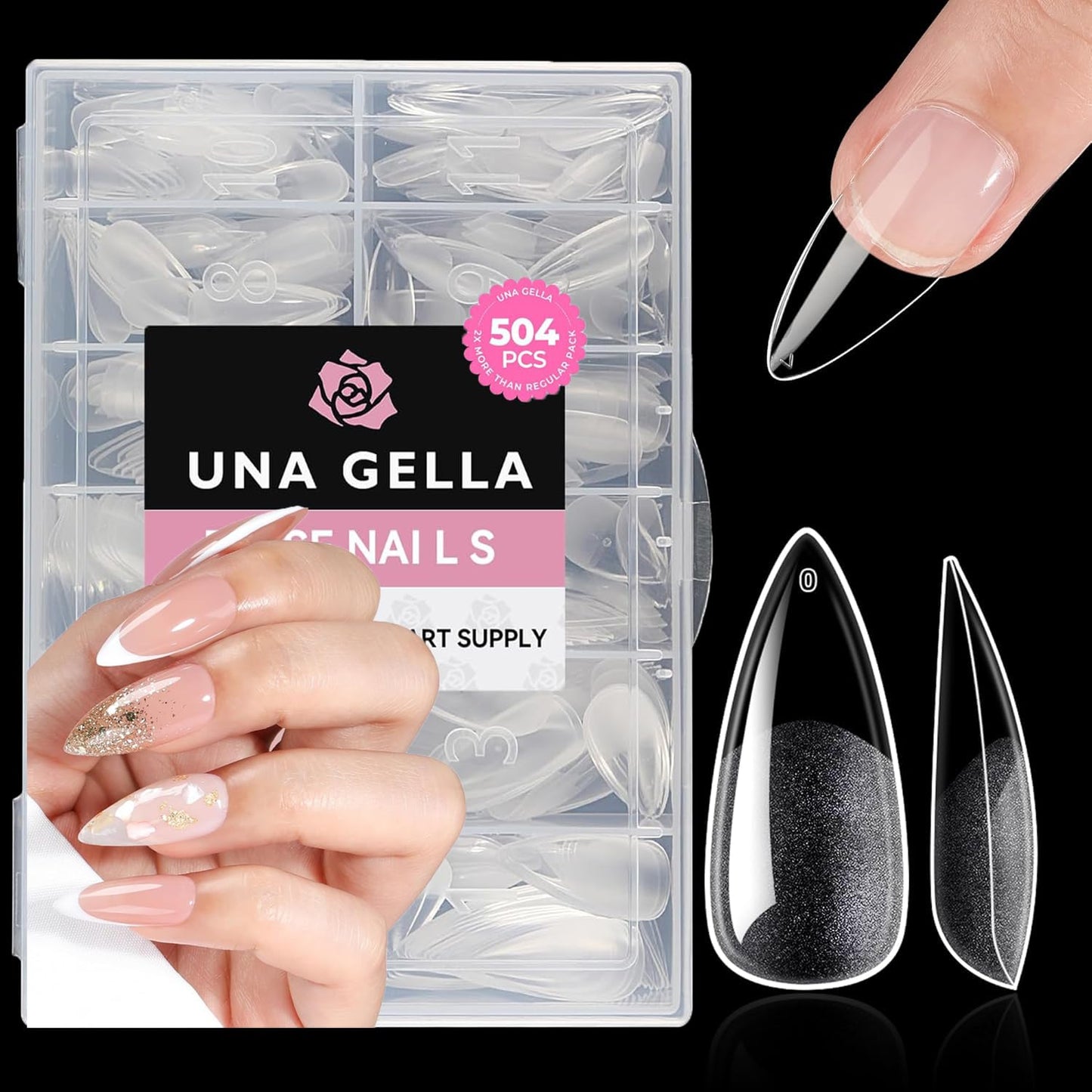 UNA GELLA Gel Nail Glue, Solid Nails Gl ue Gel 40g Lamp Curing Needed Soak Off G LUE Strong Nail G LUE G el for Acrylic Fake Nails Tips Extension Press On Nails for Gelly Tips