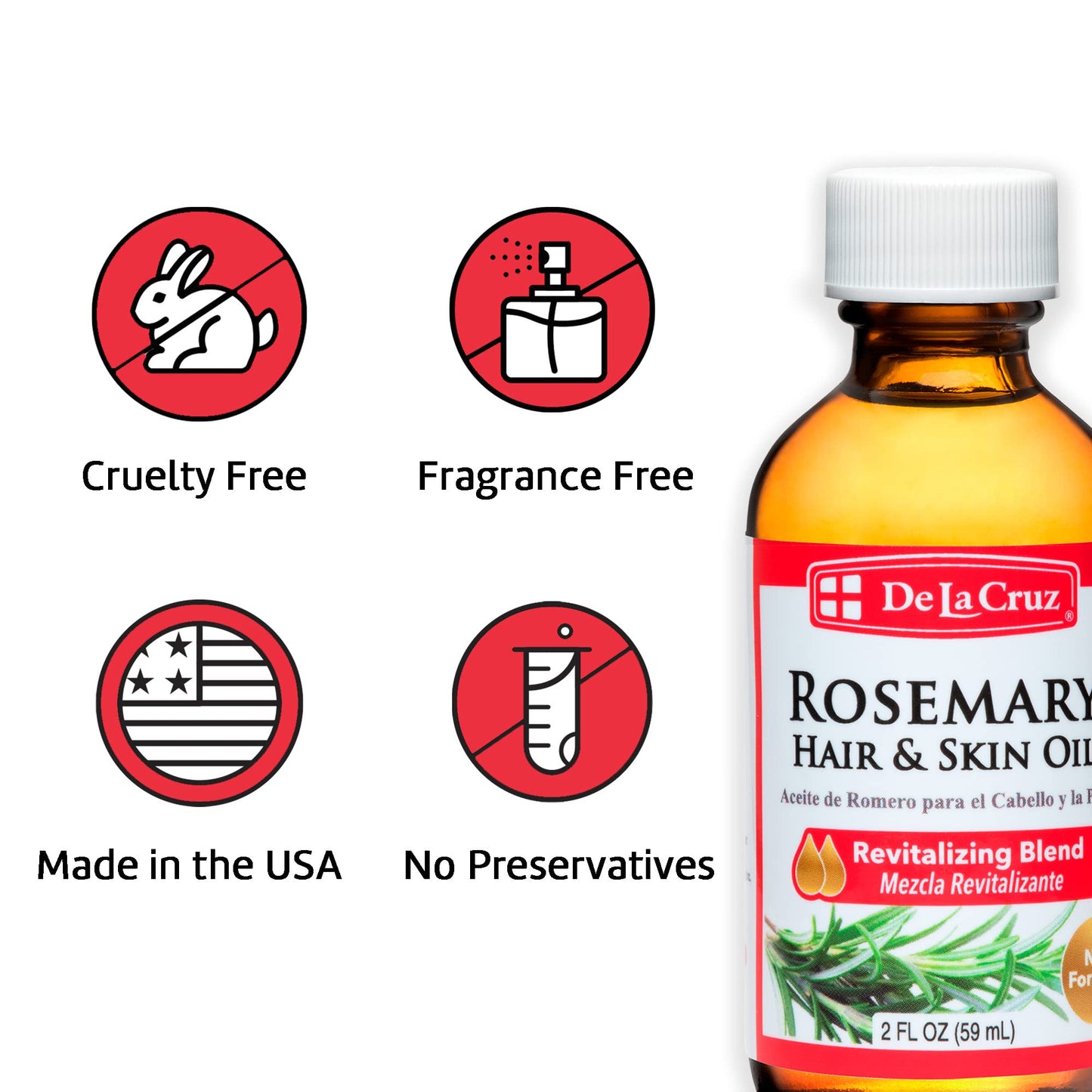 Rosemary Essential Oil for Skin and Hair - Rosemary Oil Blend Moisturizer with Castor, Avocado and Olive Oil - Topical Use Only 2 FL. OZ. (59 mL) (6 Bottles)