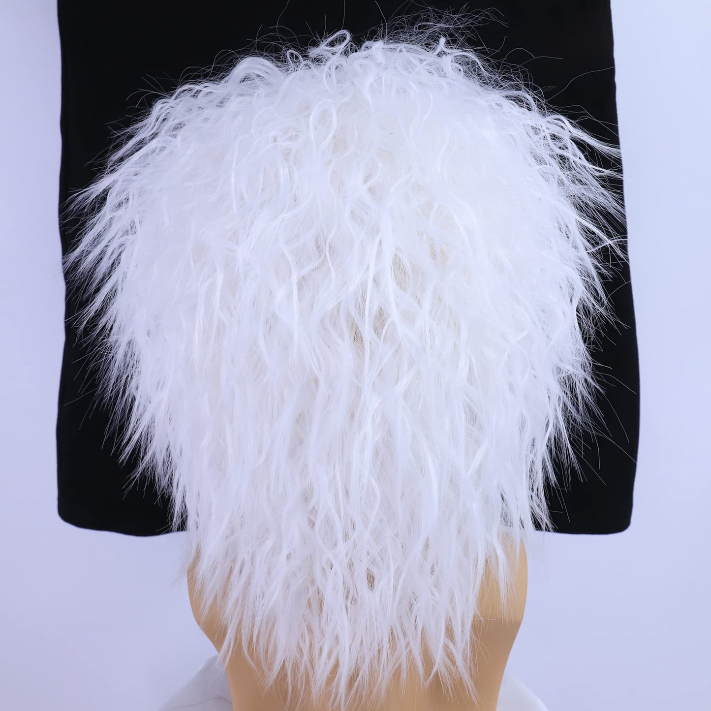 Hulaidywig Short Spiky Layered Anime Halloween Costume Cosplay Wig for Adult Men/Women + Wig Cap (White Curly)