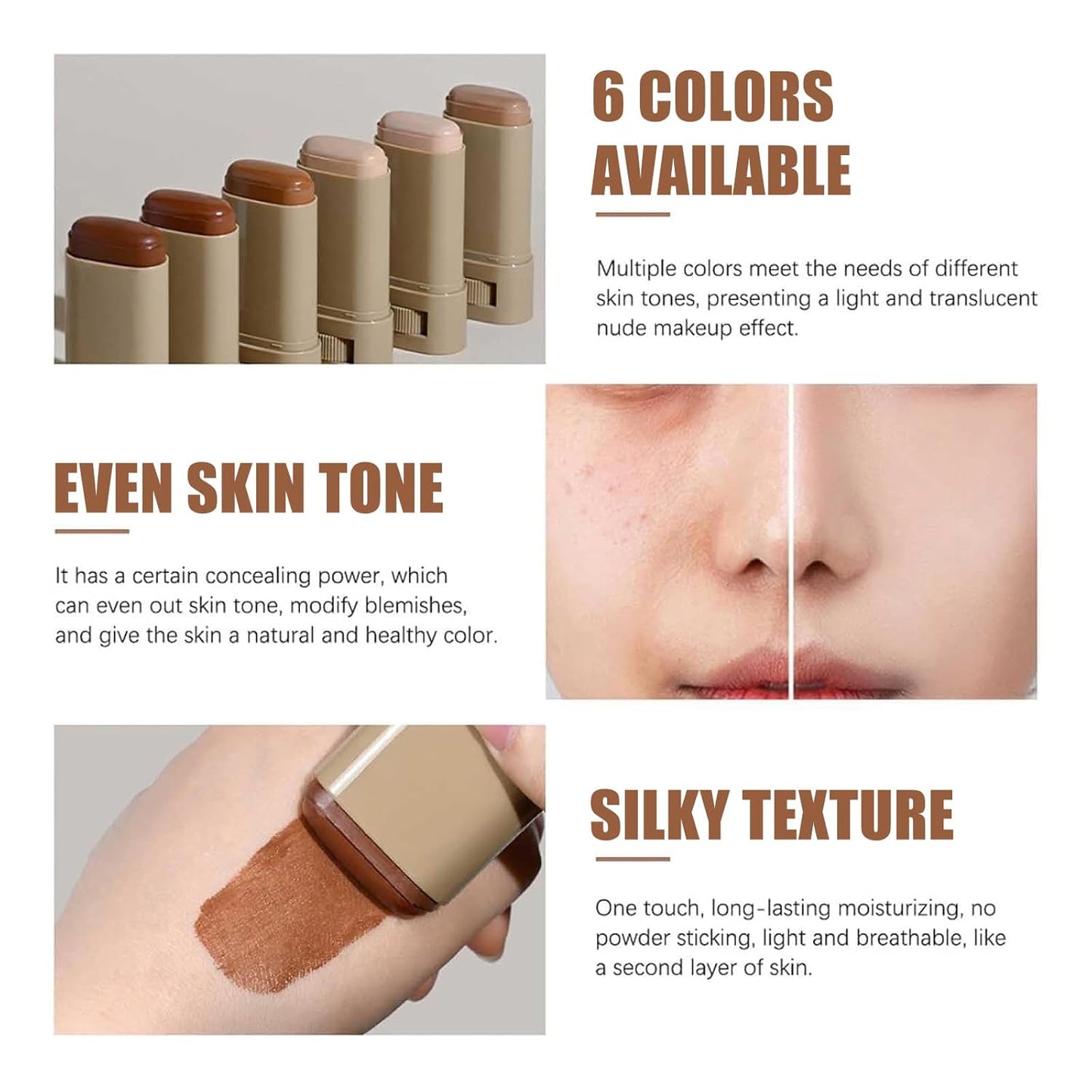 Skiennix Serum Beauty Balm - Lightweight Tinted Moisturizer Stick for Natural Finish | Multiuse Contour Foundation