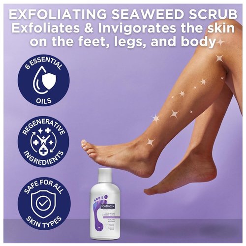 FOOTLOGIX Exfoliating Seaweed Scrub - Deep Cleansing Formula | 8.45 oz for Soft, Smooth Skin
