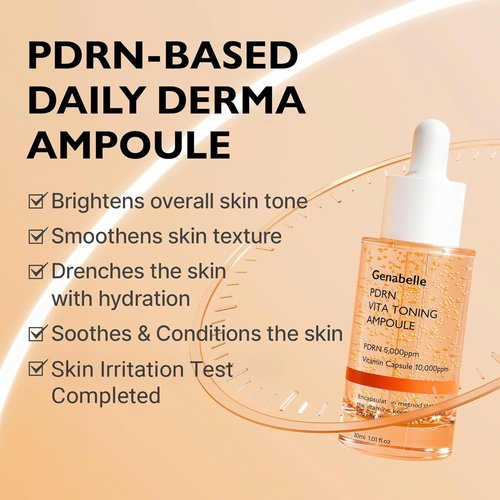 Genabelle PDRN Vita Toning Ampoule - Jumbo Size Lightweight Serum for Glass Skin & Toning, 2.36 fl oz