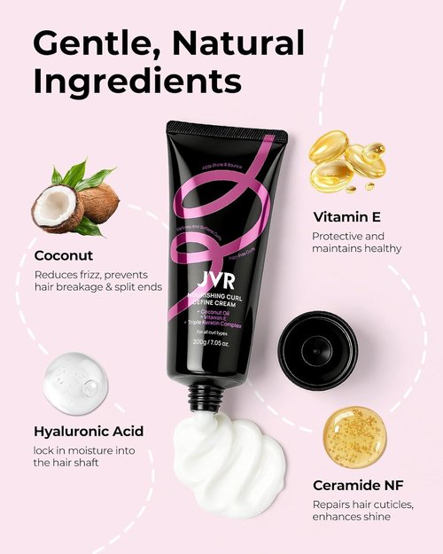 JVR Curl Defining Cream - 2-in-1 Curl Styling & Moisturizing Cream for Curly Hair, 7.05oz | Softens & Controls Frizz