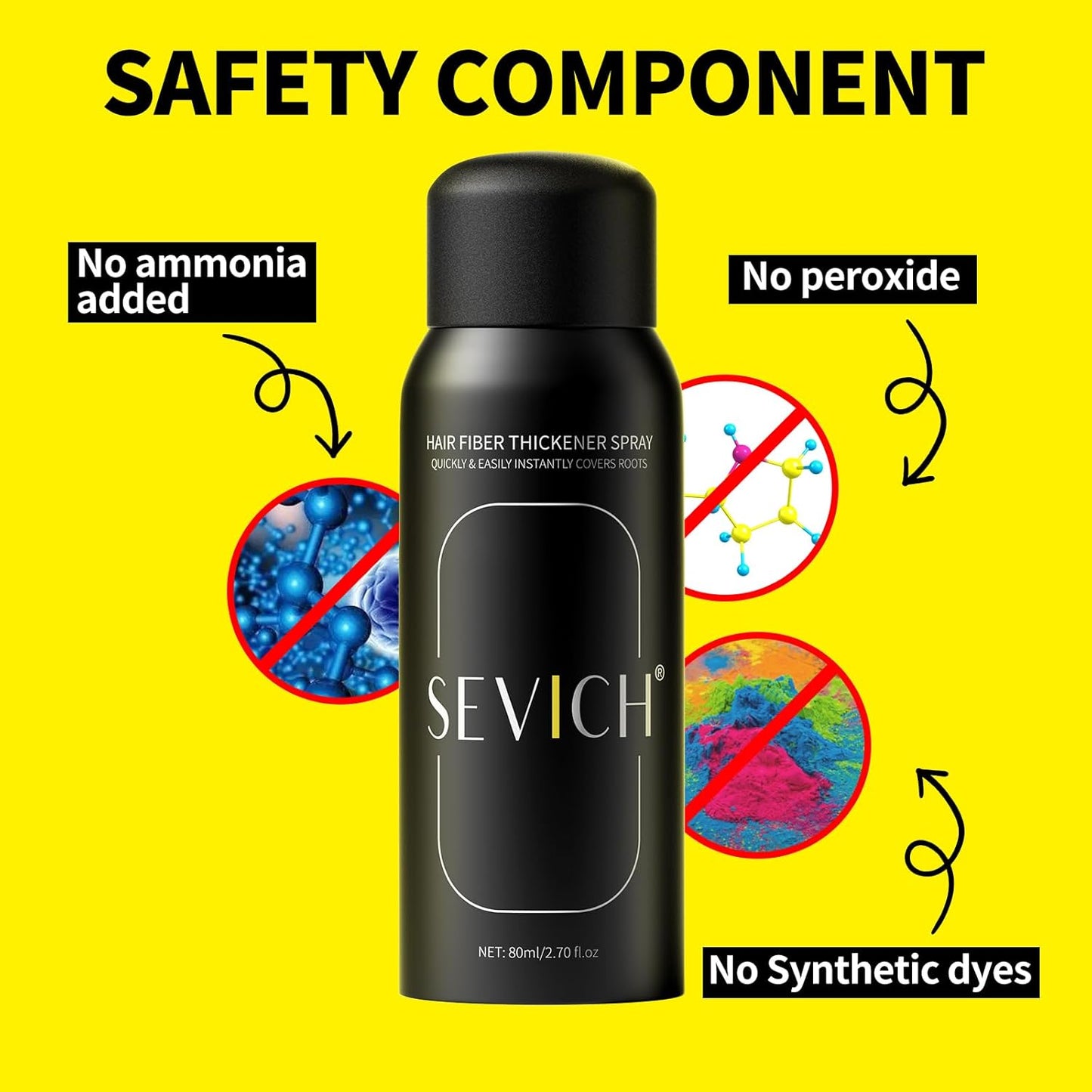 Sevich Hair Fiber Spray - Instant Hair Thickening Solution for Men & Women | Waterproof Dark Brown 80ml