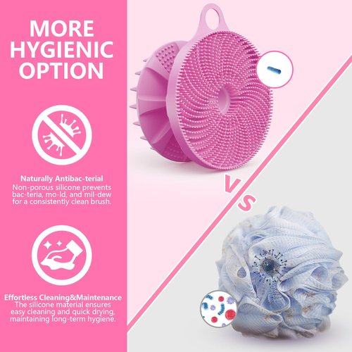 BEAUTAIL 2 in 1 Silicone Brush, Body Shower Scrubber and Scalp Hair Massager Shampoo Brush, Deeply Cleanse Skin, Dandruff Removal and Hair Growth, Gentle for Women Men Sensitive Skin, 1 Pack (Lilac)
