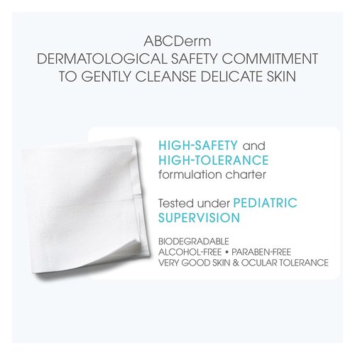 Bioderma - ABCDerm H2O Baby Cleansing Wipes - Biodegradable & Gentle for Newborns | 25 Count