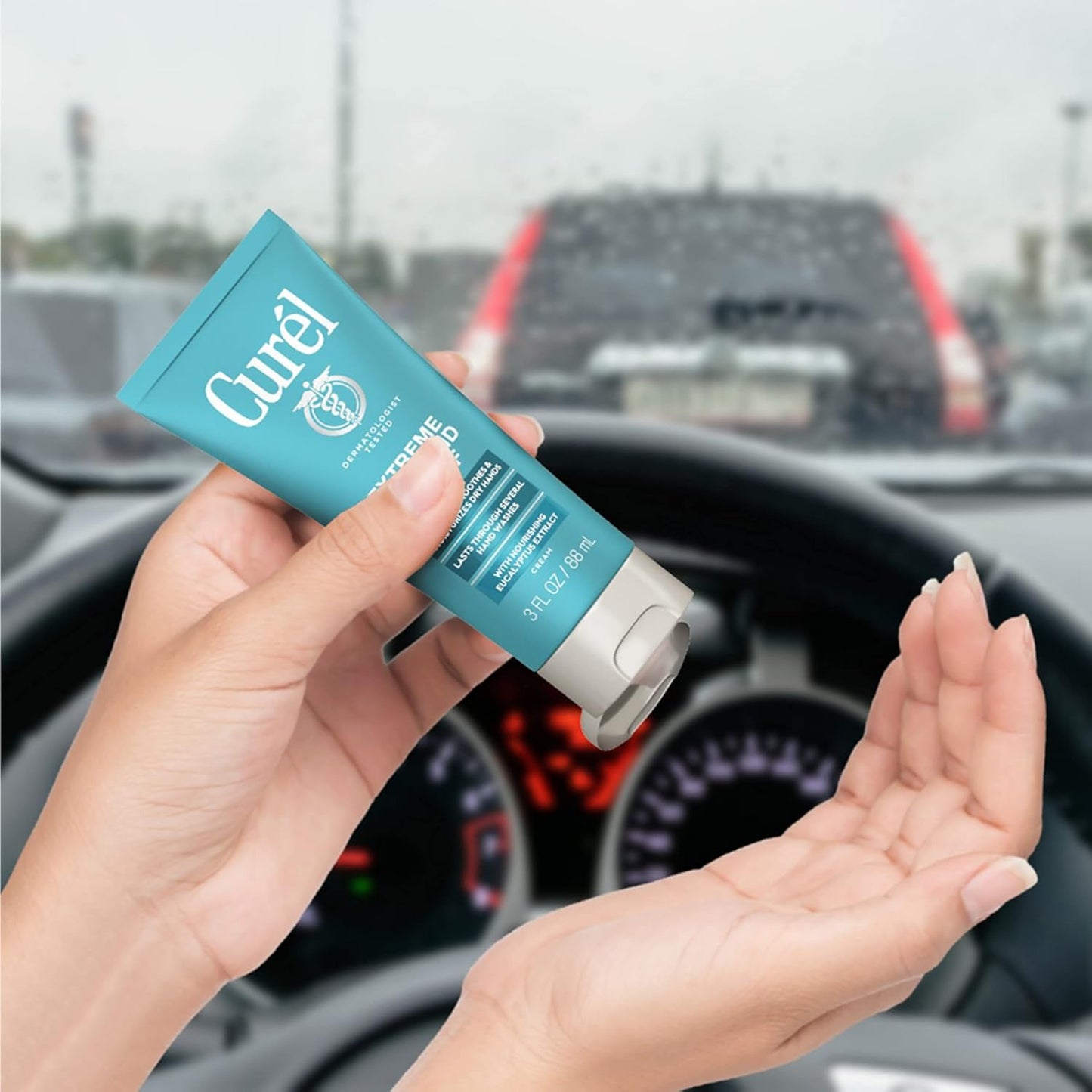 Curel Extreme Dry Hand Dryness Relief, Travel Size Hand Cream, Easily Absorbed for Long-Lasting Relief after Washing Hands, with Eucalyptus Extract, 3 Ounces (Pack of 2)