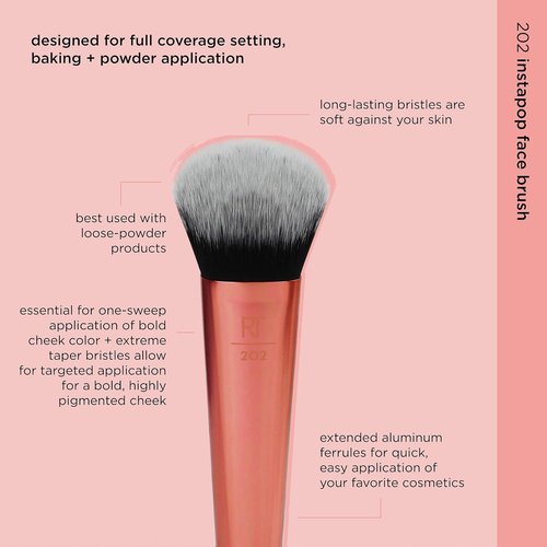 Real Techniques Seamless Complexion Makeup Brush - Streak-Free Foundation & Skincare Tool, 1 Count