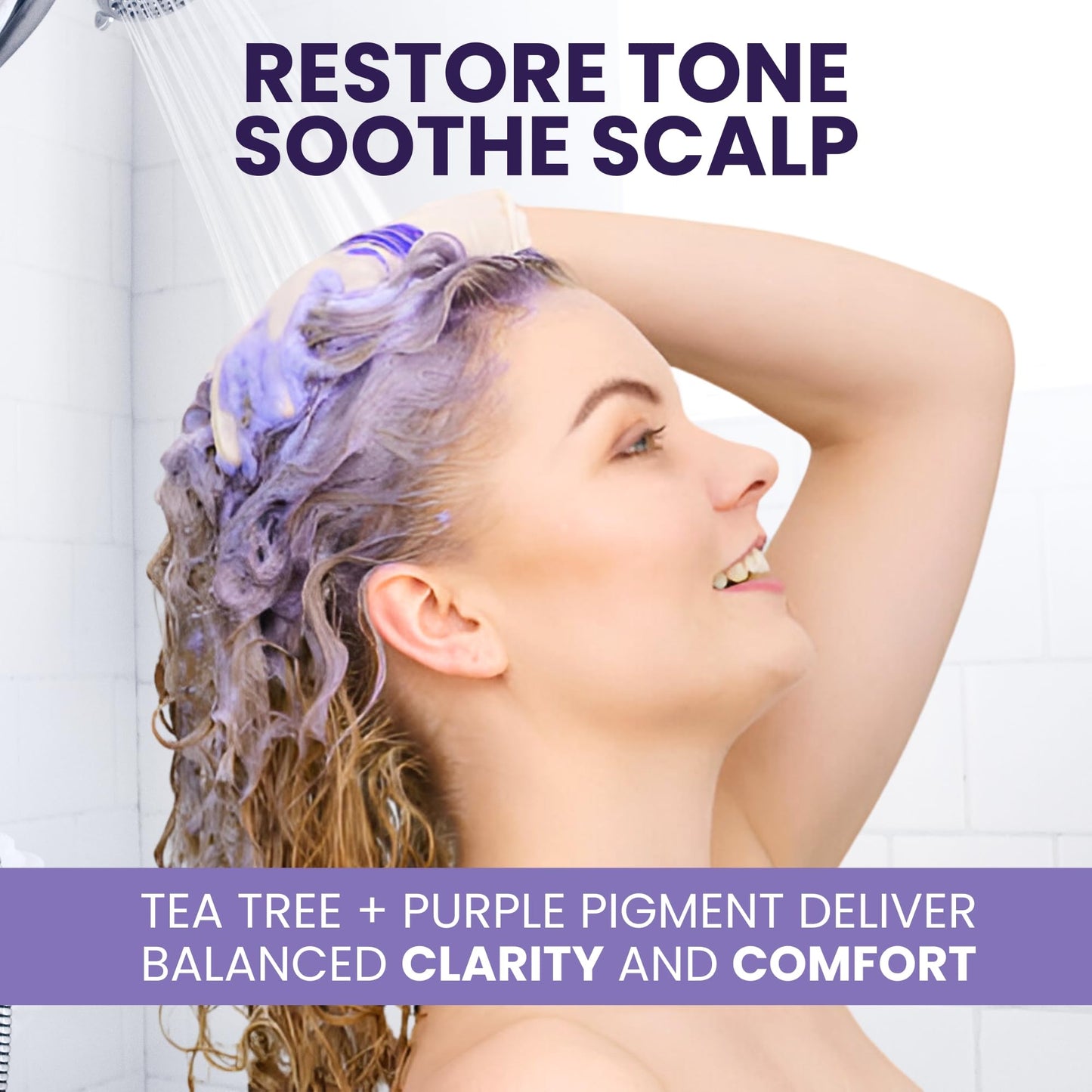 Tea Tree Purple Shampoo & Conditioner Set with Rosemary & Aloe, Professional Anti Brass Toner, Removes Yellow Tones for Gray, Bleached, White & Blonde Hair, Refreshes Scalp, Sulfate-Free